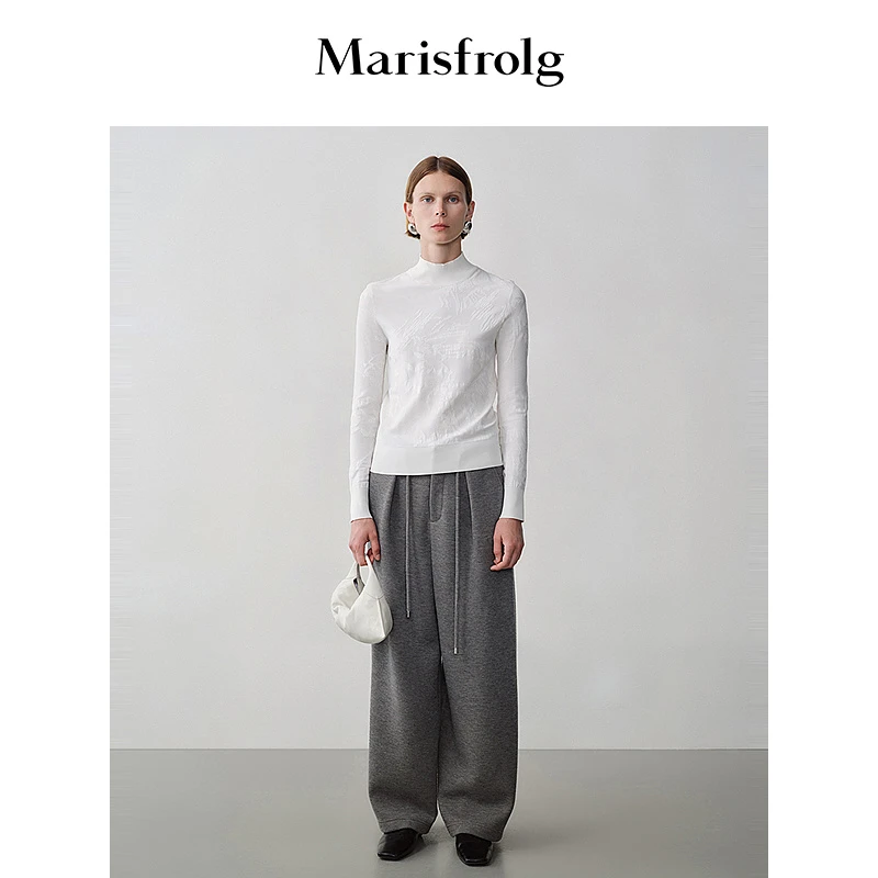 【松弛裤装】玛丝菲尔羊毛针织抽绳西裤结构休闲阔腿裤ACEG30625
