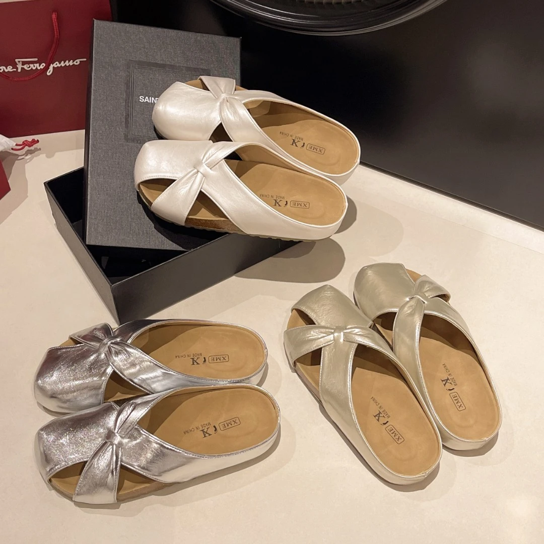 绝美厚底包头半拖鞋女夏外穿2025新款配裙子高级感超火凉拖鞋