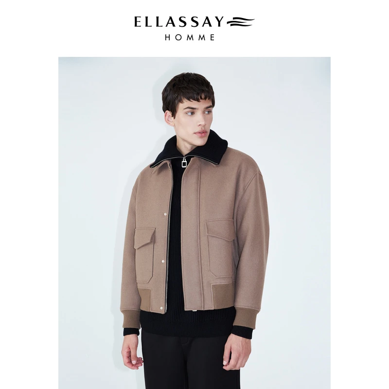 【断码福利  100%羊毛】ELLASSAY歌力思男装秋冬双面毛呢翻领夹克男