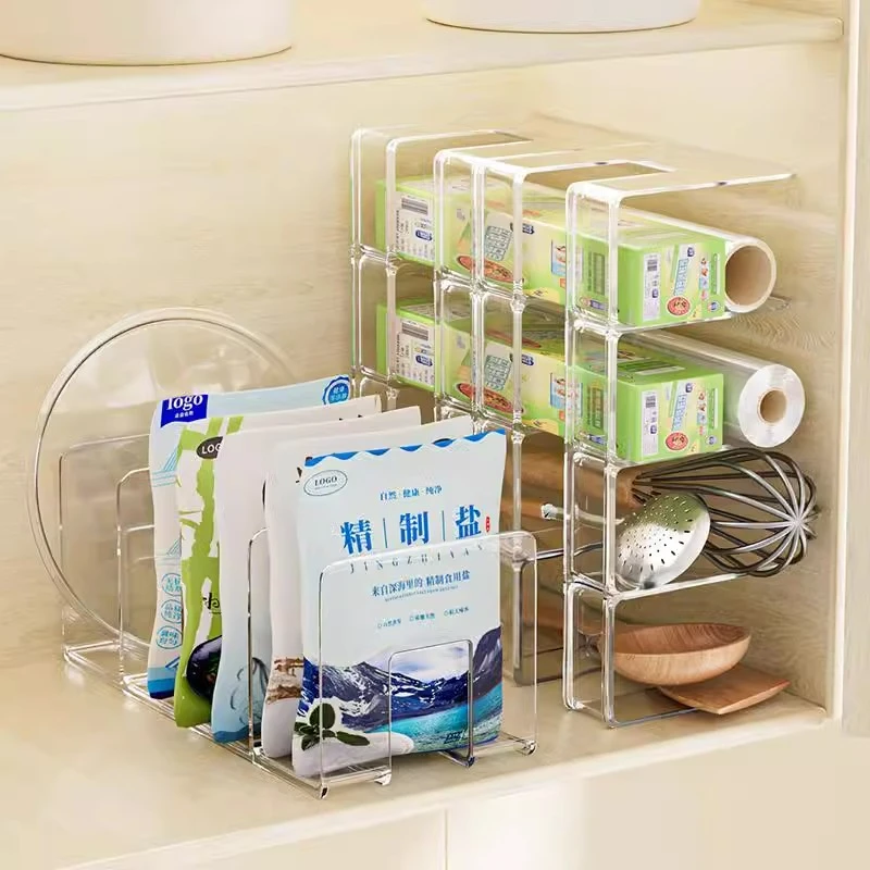 保鲜膜收纳盒保鲜袋收纳神器厨房袋装调料置物架橱柜分层空间利用