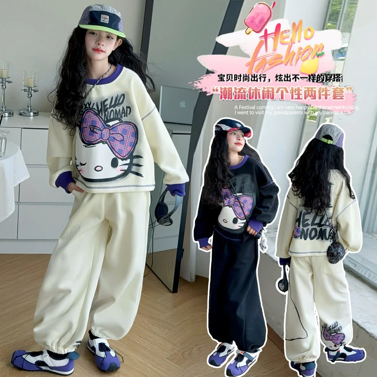 女童套装秋装2025新款洋气大童春秋季超好看卫衣儿童时髦两件套潮