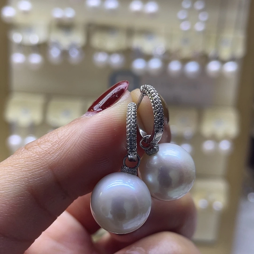 银S925镶嵌淡水珍珠耳饰