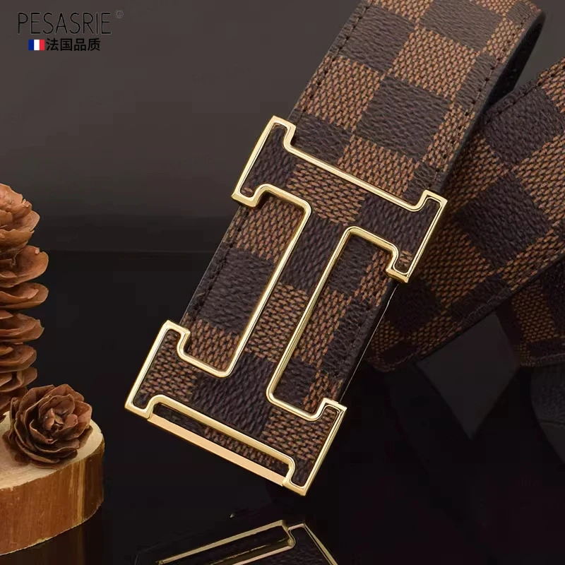 男士皮带男款2025新款爆款商务平滑扣腰带字母扣头户外牛仔裤专用