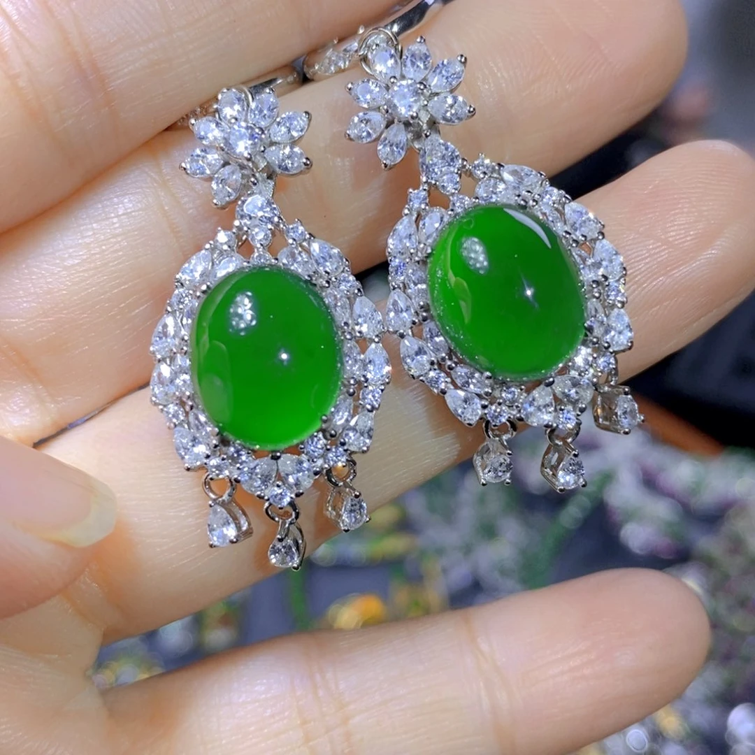 翡翠颈饰银S925镶嵌天然翡翠