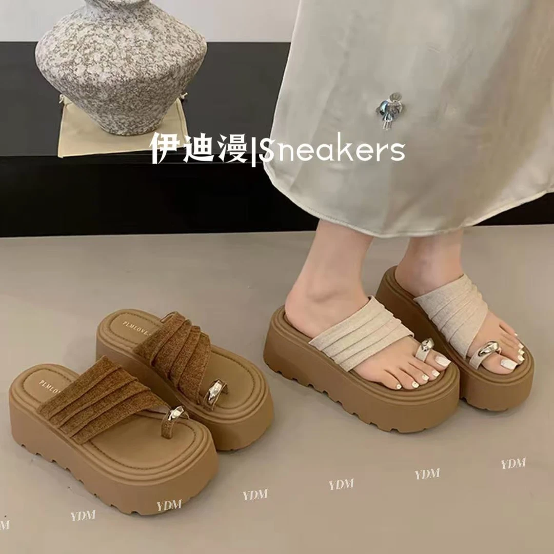 伊迪漫“沙丘晚风”夹趾厚底凉拖26508