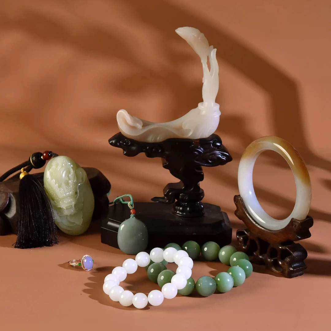 和田玉手串女男玉石吊坠碧玉藕粉烟紫羊脂玉手镯玉镯9999