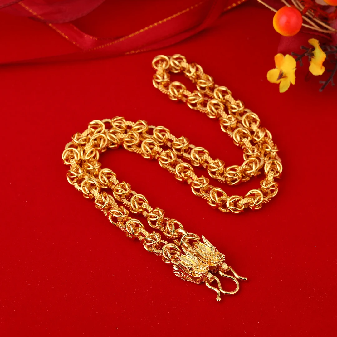 【精品高定】 男士龙骨项链金色大气