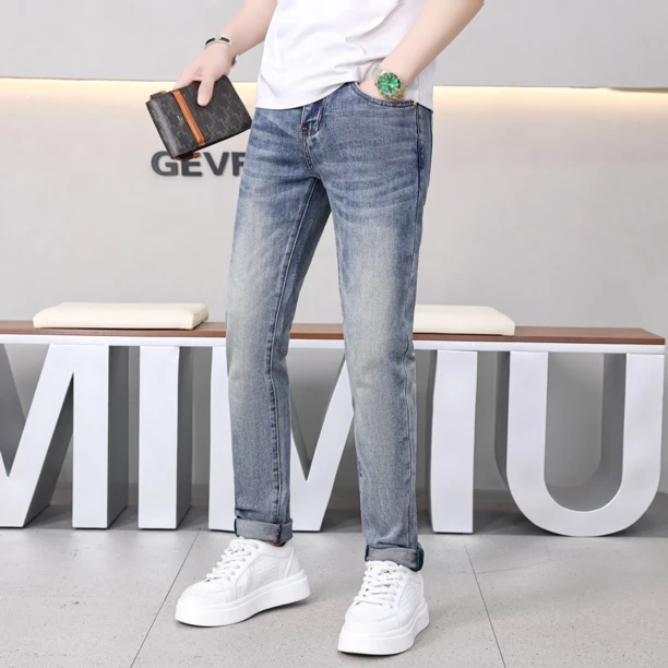 M k007春夏时尚弹力薄款男士韩版百搭潮流修身牛仔裤