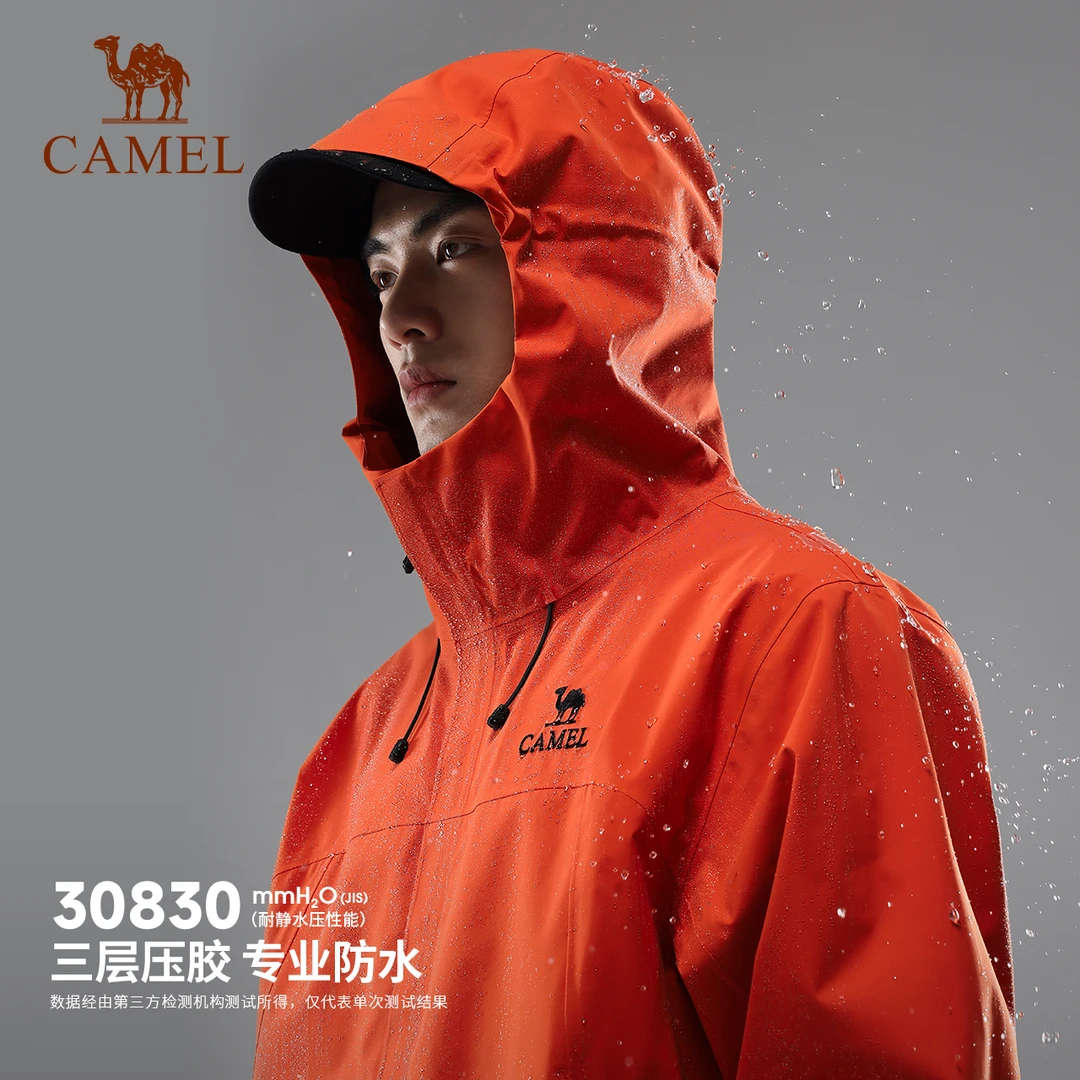 骆驼户外远山蓝峰壳冲锋衣女单层硬壳外套3L轻量化防水登山服装男