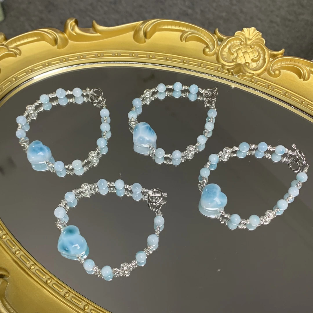 海纹石爱心手链s925 多样性发货一件B356