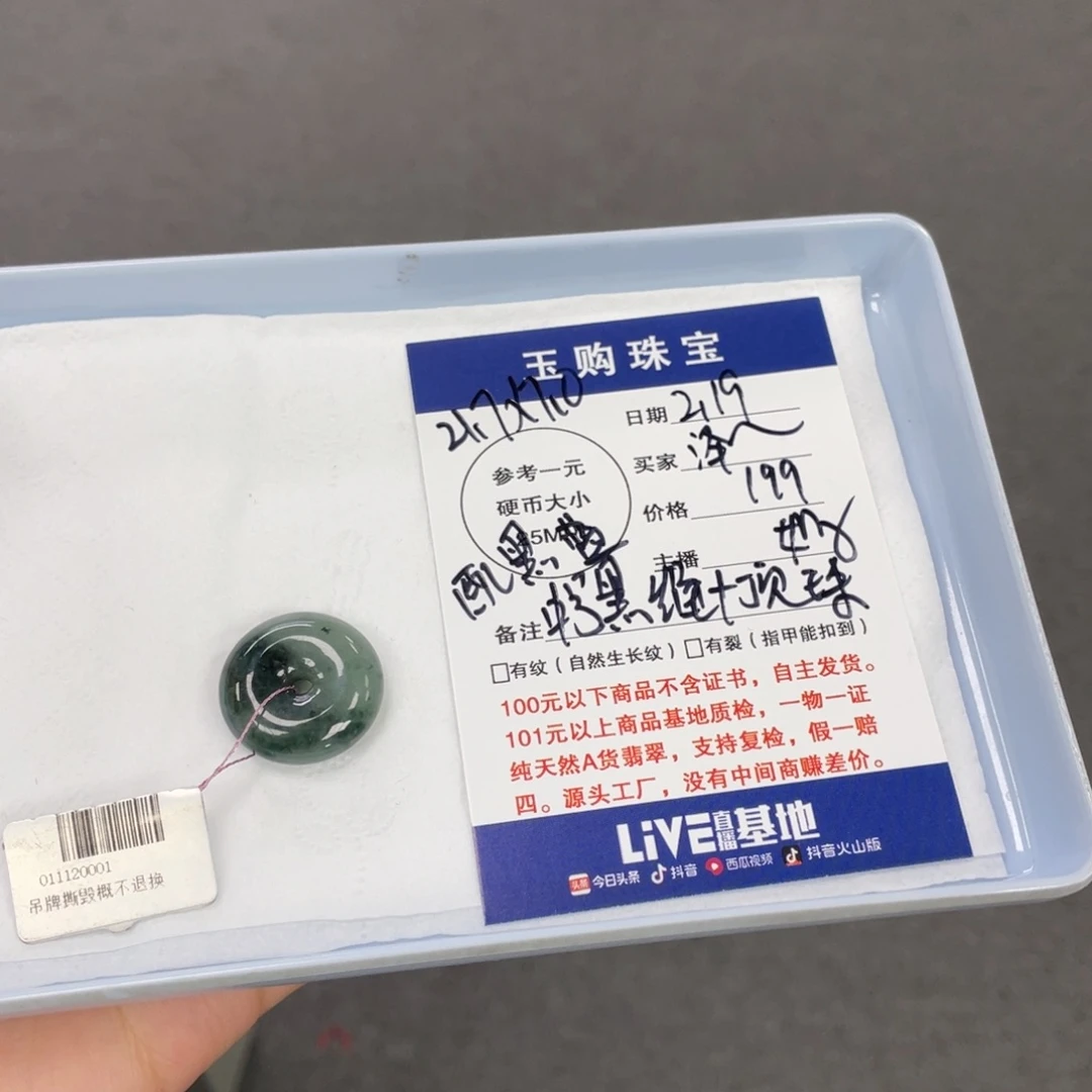 翡翠颈饰未镶嵌泽****术平安扣