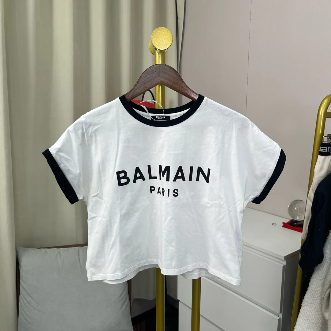 99新 BALMAIN/巴尔曼 白色胸前logo短袖 XS码