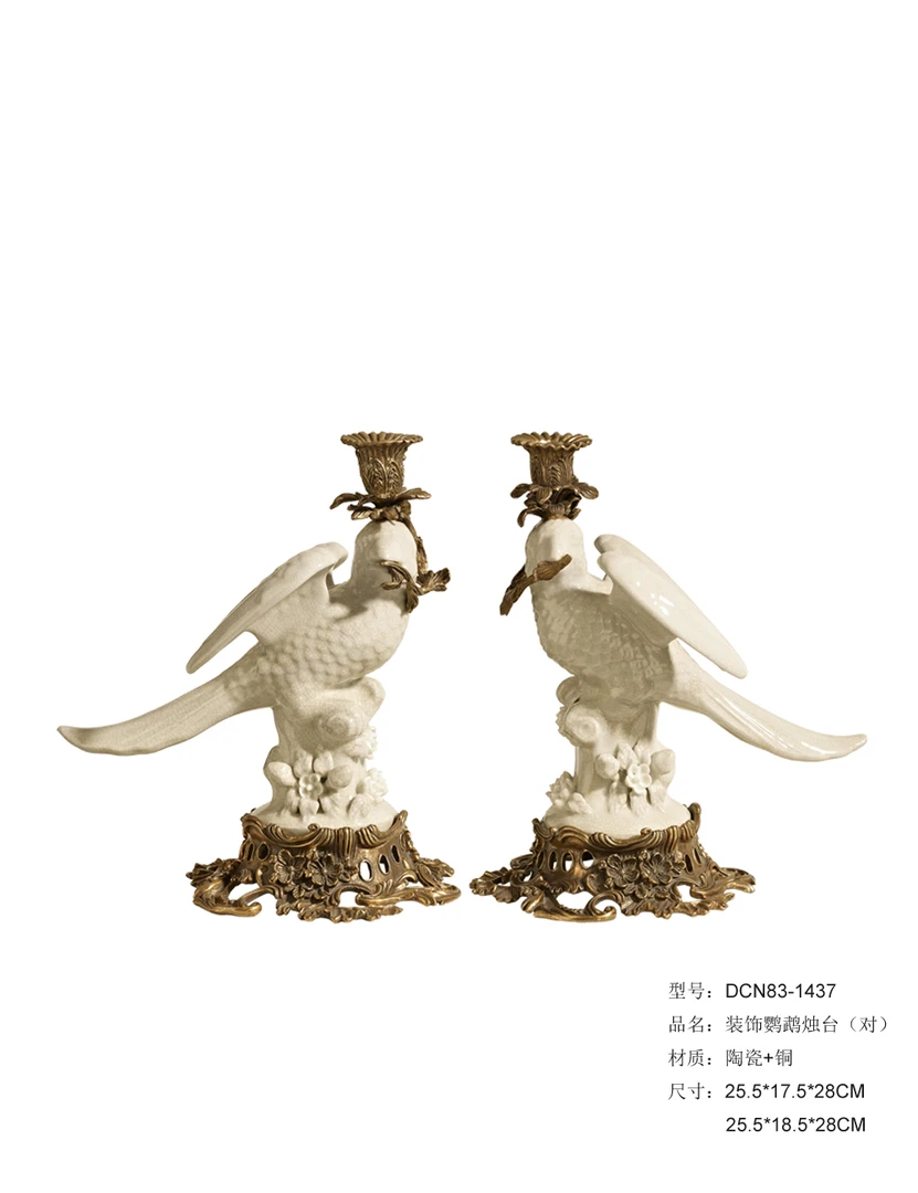 【欧美外单】DCN83-1437装饰鹦鹉烛台（对）