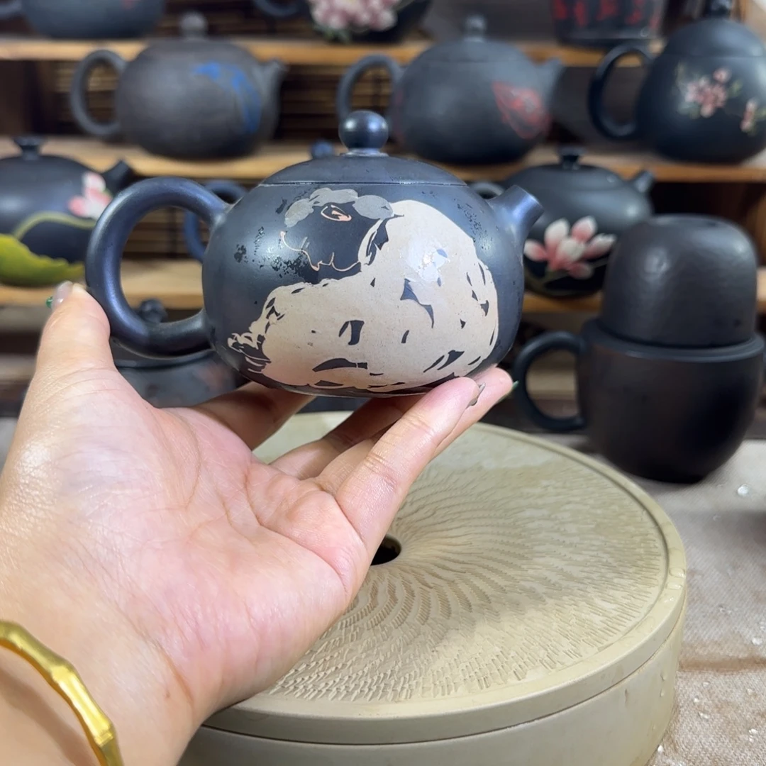 建水紫陶全品全手工彩填壶220cc特价