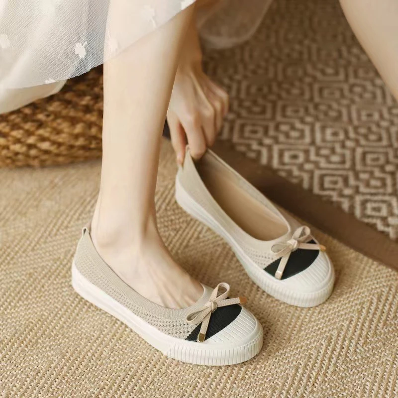 爆款浅口圆头渔夫鞋女款2025年夏季新款飞织厚底乐福鞋单鞋网面