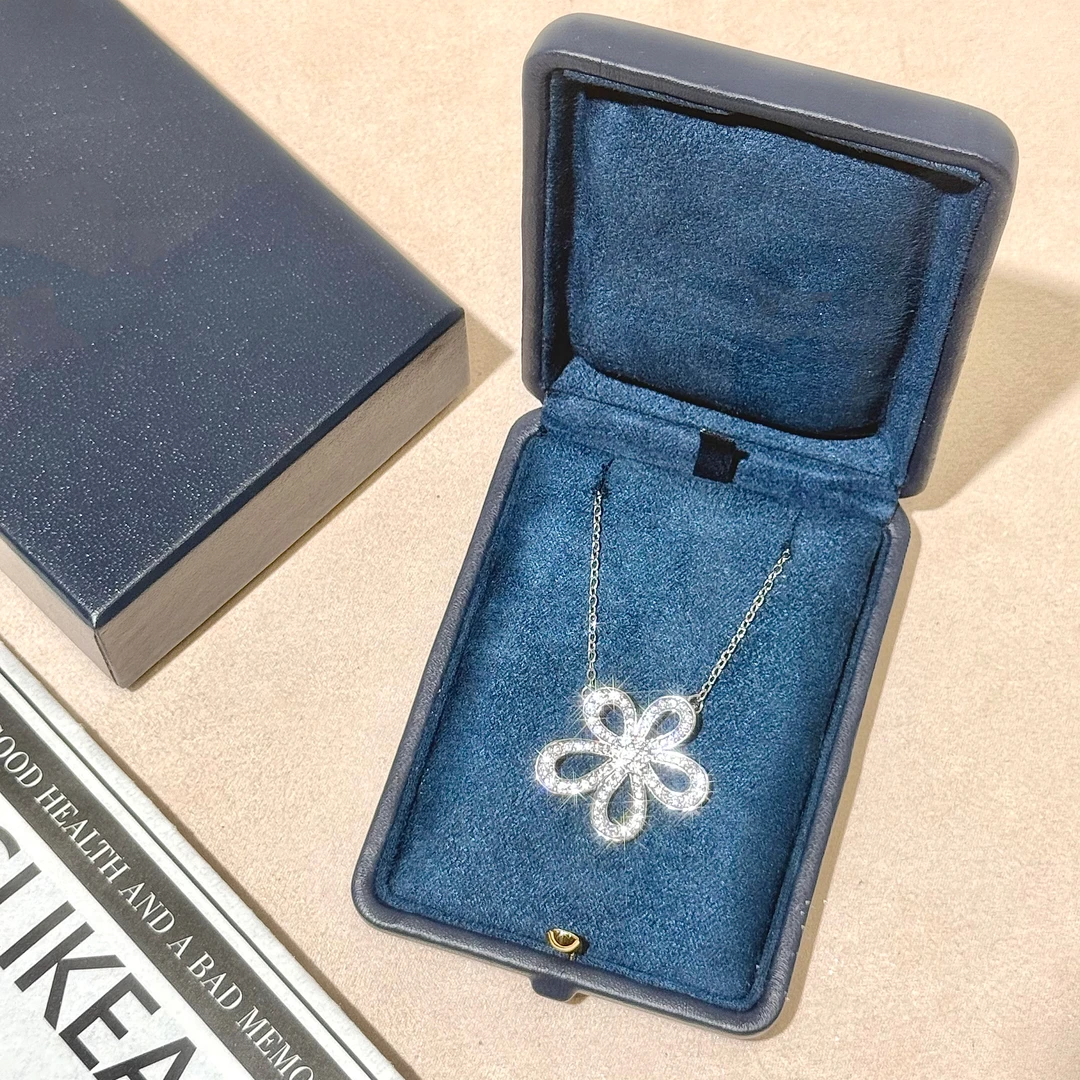 V金  Ficeque高奢高版本大花项链女夏满钻锁骨链CNC精工