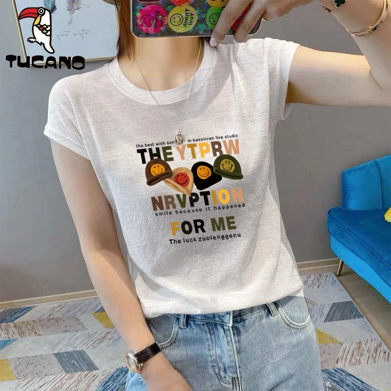 啄木鸟正肩短袖圆领T恤夏季时尚女爆款港味chic宽松显瘦半袖上衣