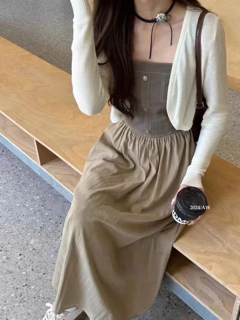 【060】倩#开衫上衣+吊带裙【两件套】