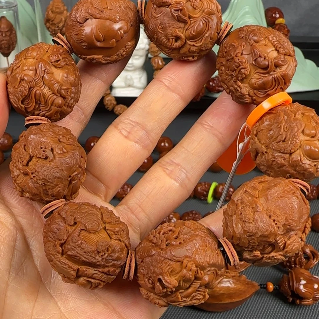 橄榄核吊坠油核风景瑞兽观音