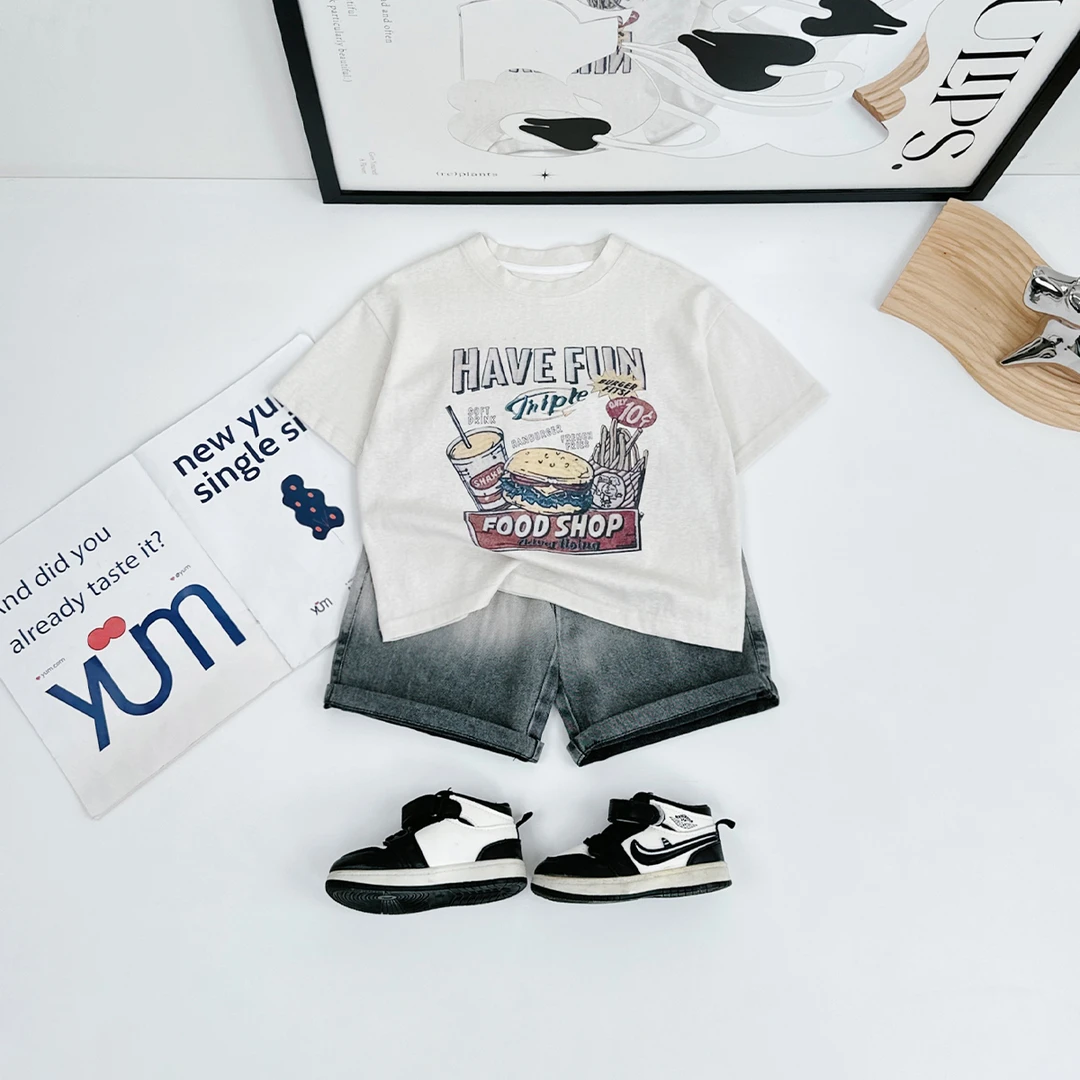 儿童夏短袖T恤夏季男童上衣2025新款洋气潮牌TT28270悠悠童话童装