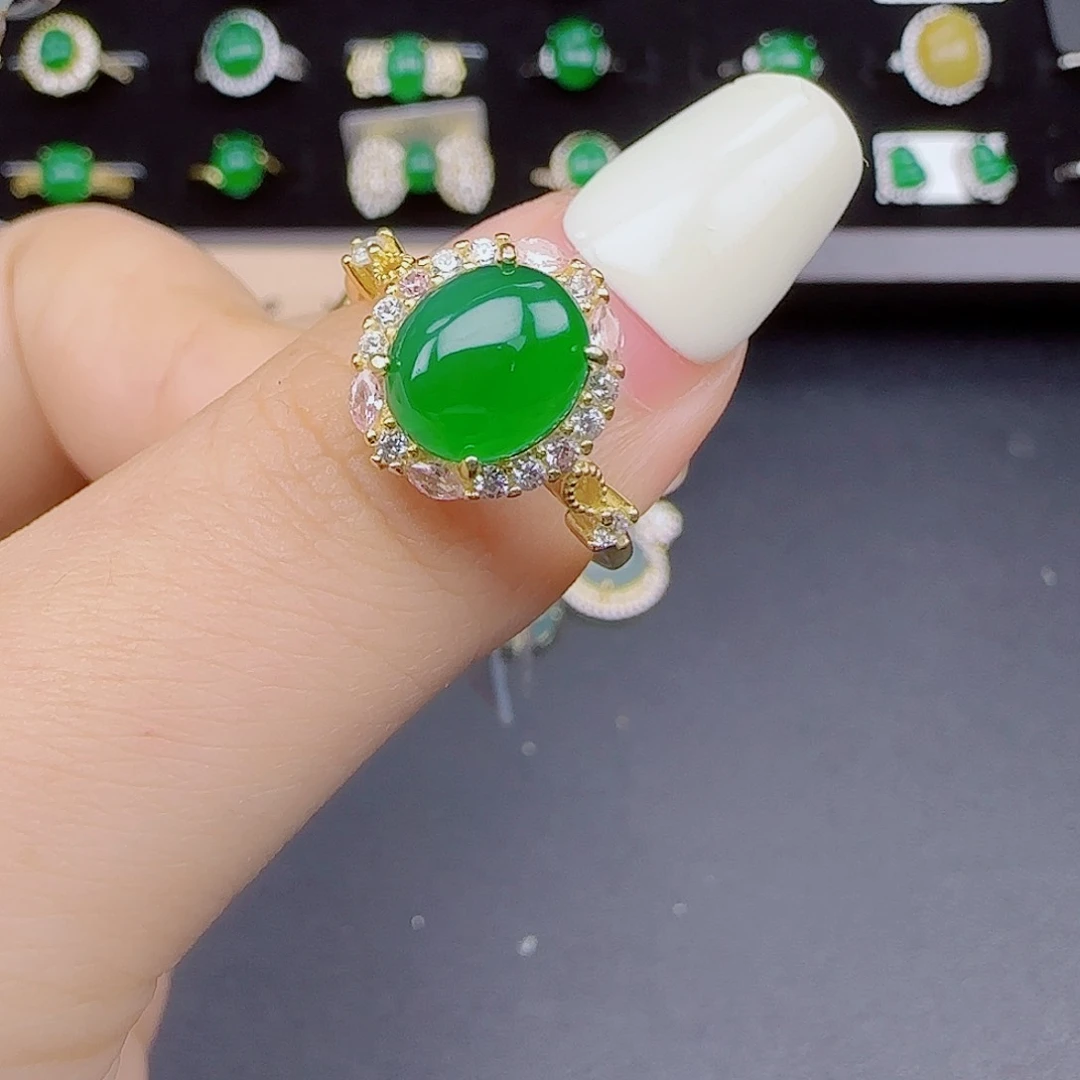 翡翠戒指银S925镶嵌111111