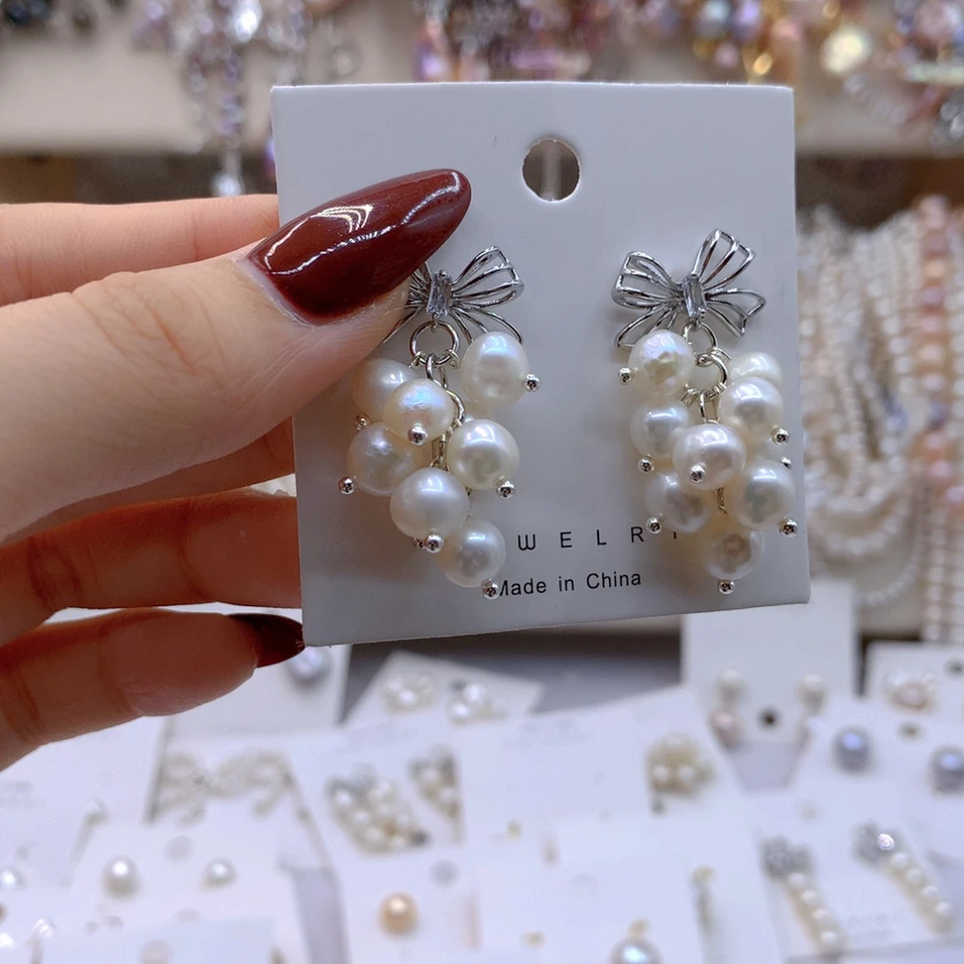 淡水珍珠耳饰银S925镶嵌全*姐