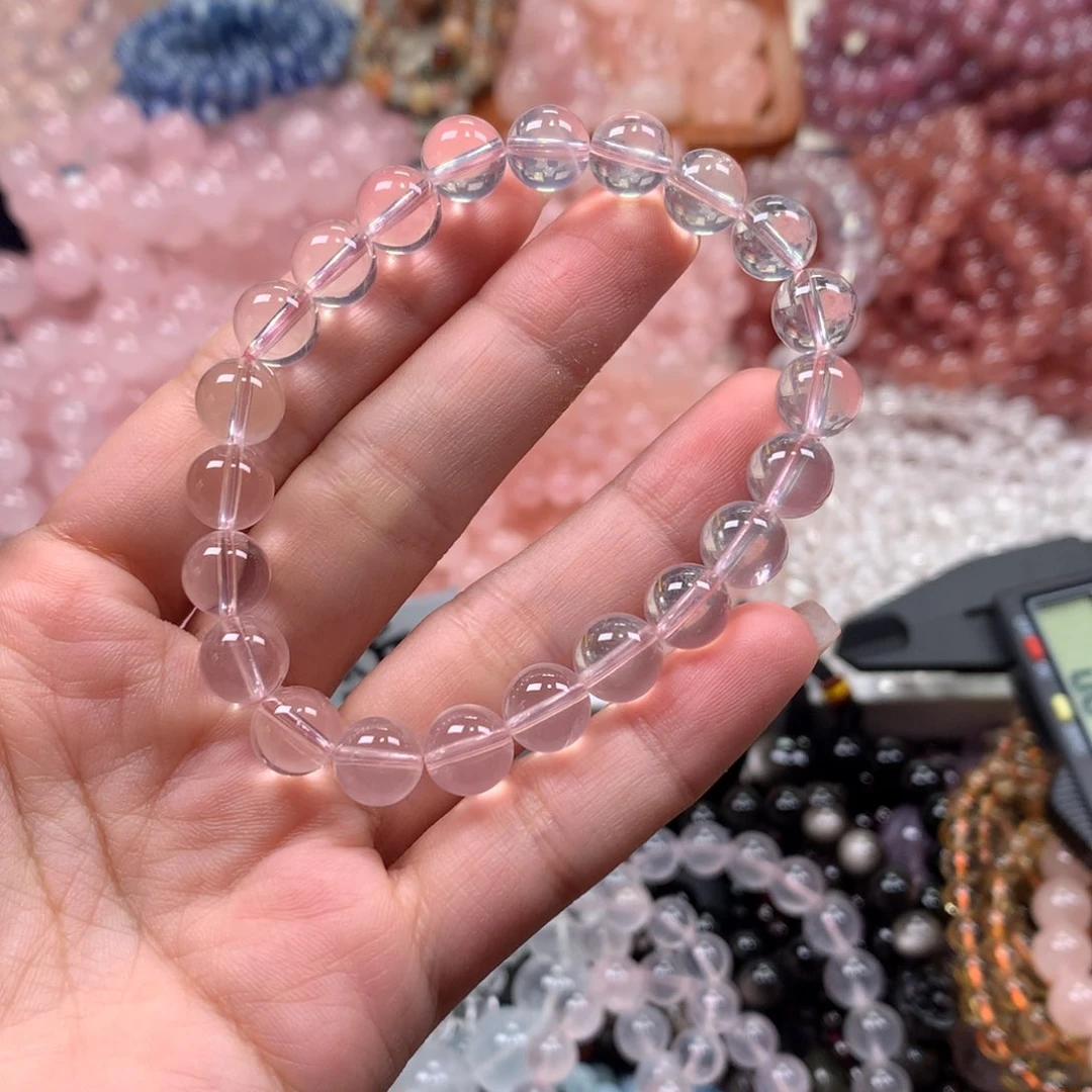 水晶手链未镶嵌莫粉卡8+