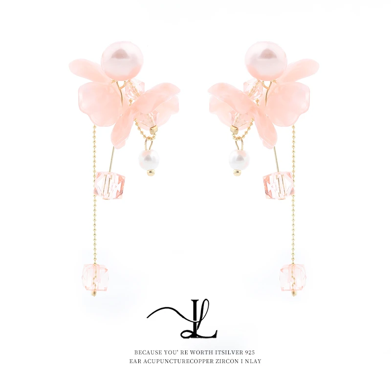 铜合金亚克力耳饰 LL Jewelry & 夏天的约定超仙长款流苏耳钉