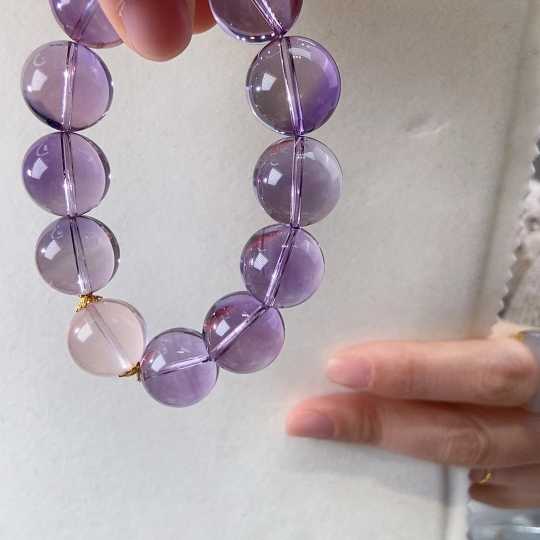 紫晶手链18K金镶嵌16mm设计款