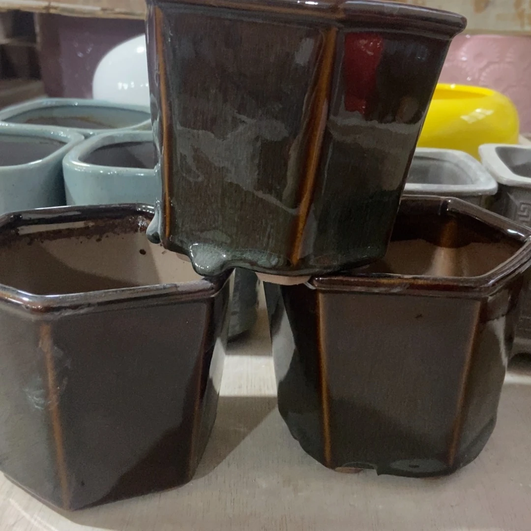 红陶高温陶瓷花盆瑕疵