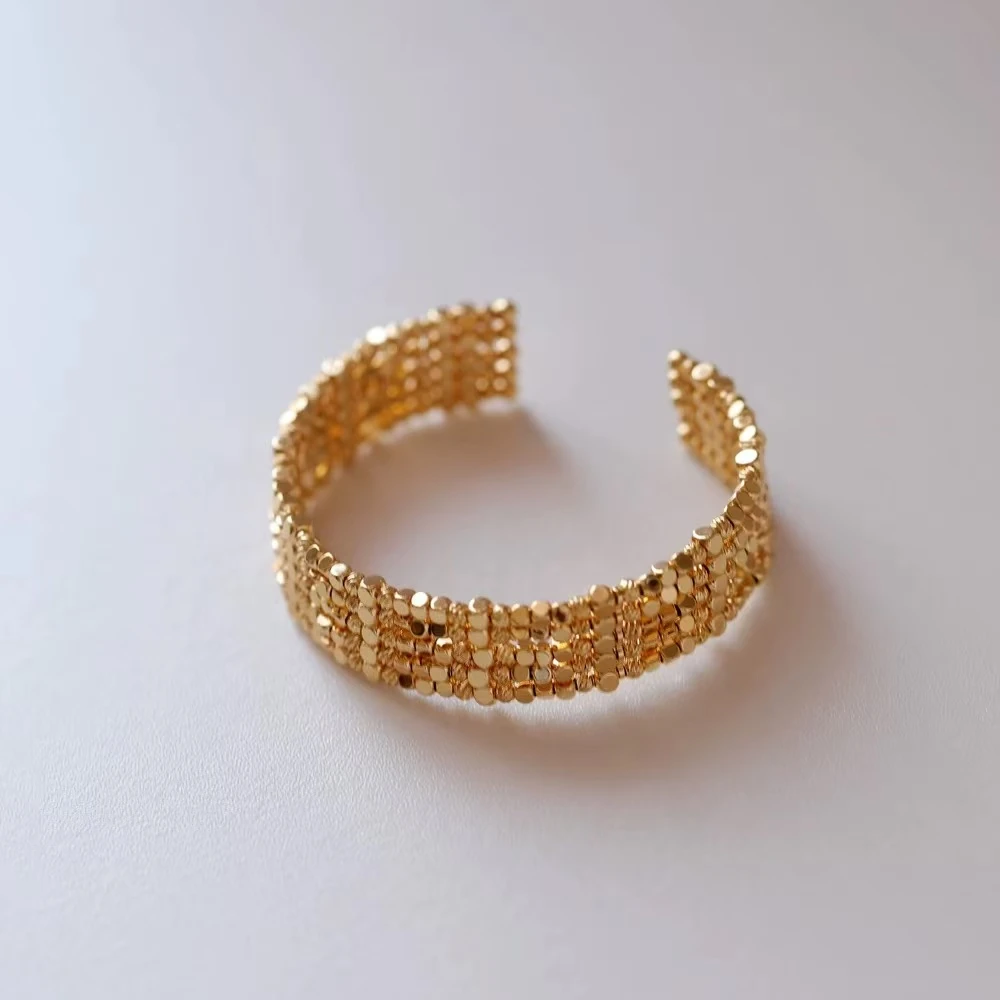 铜合金手镯 【老钱风】闪耀时尚开口手镯饰品