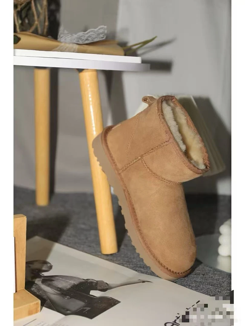 【平底-5854】经典雪地靴-明星同款-休闲外穿加绒保暖鞋冬