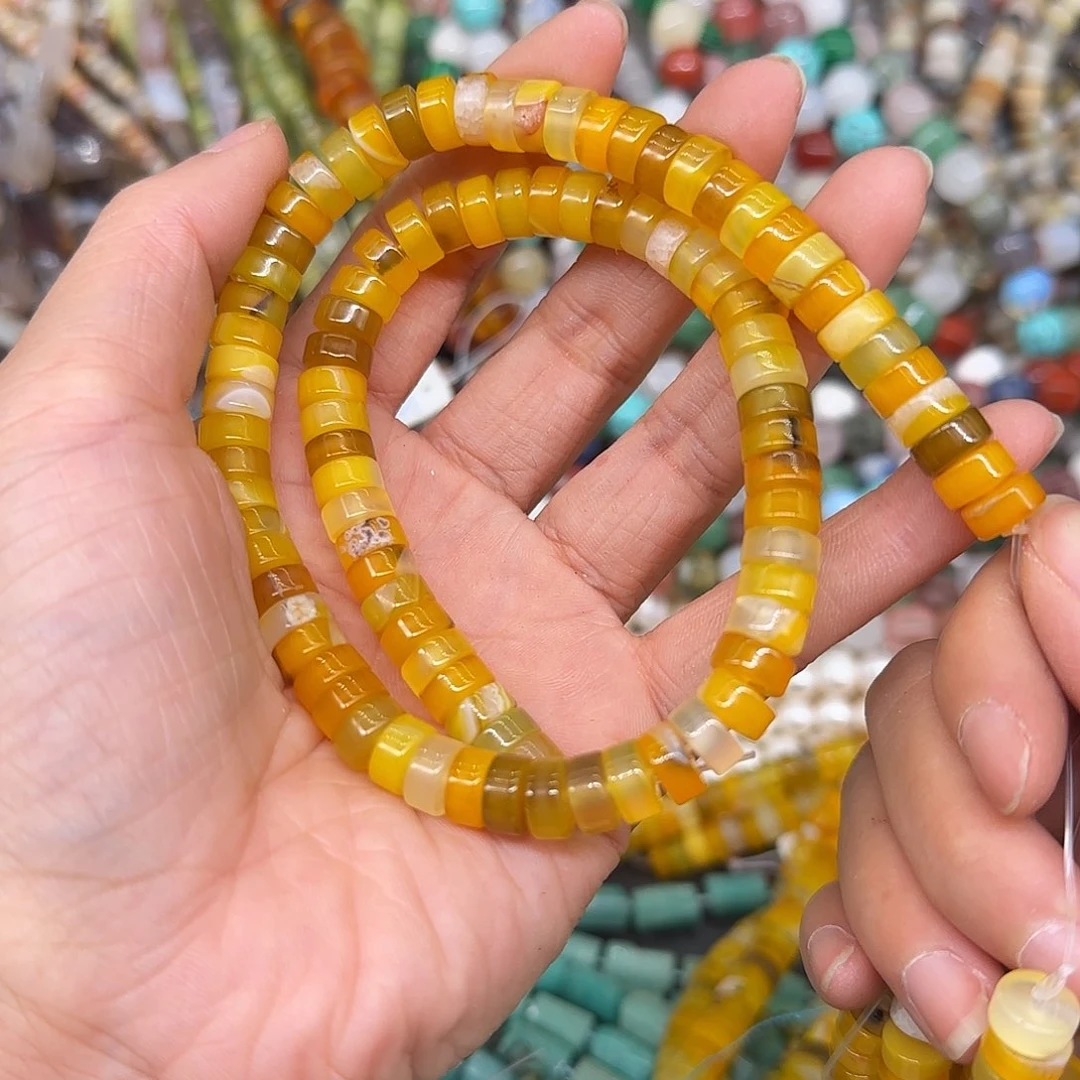 玛瑙/玉髓合金珠宝半成品黄玛瑙8mm一条剁珠