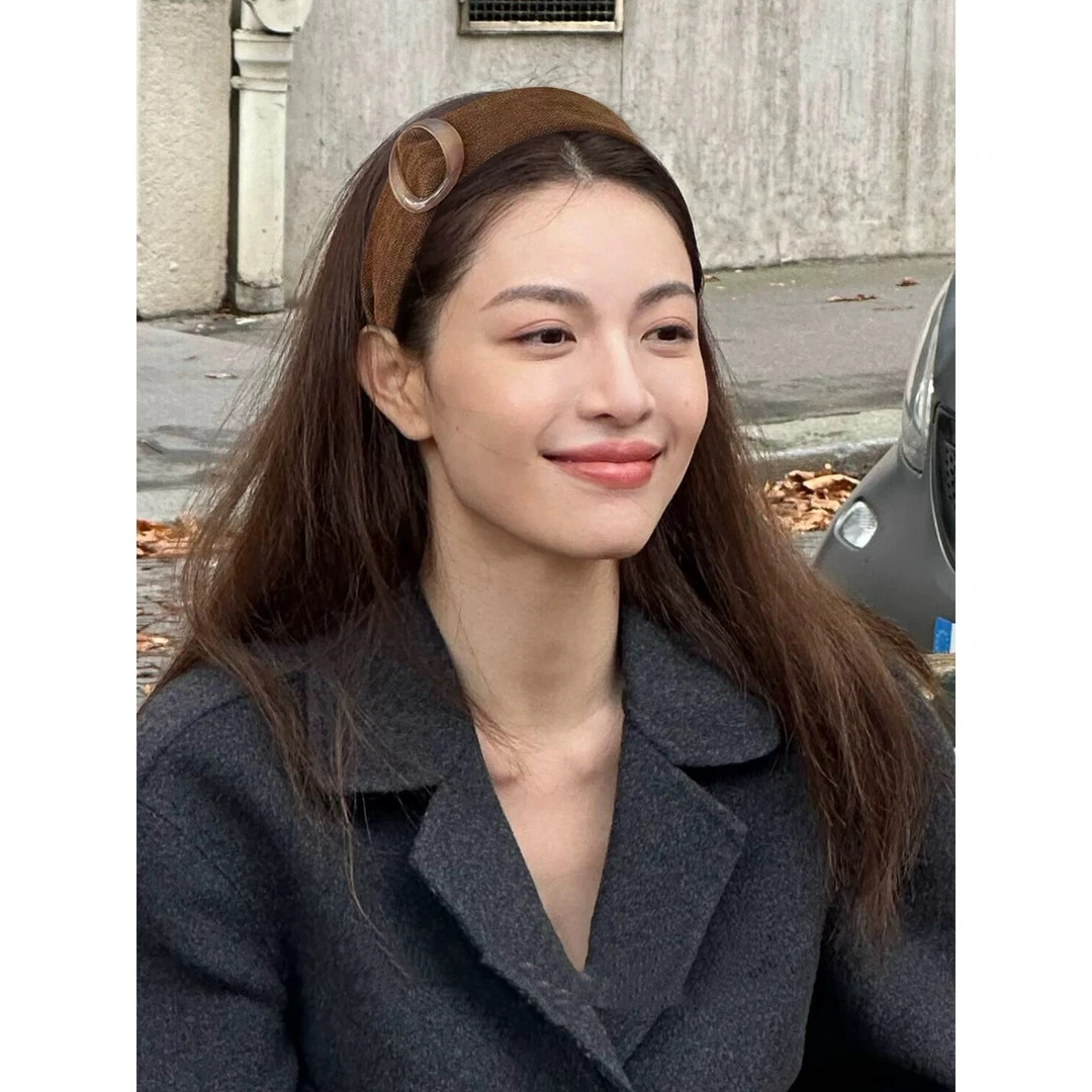 早秋新款美拉德丝绒发箍女复古时尚咖色百搭高级发卡洗脸压发头箍