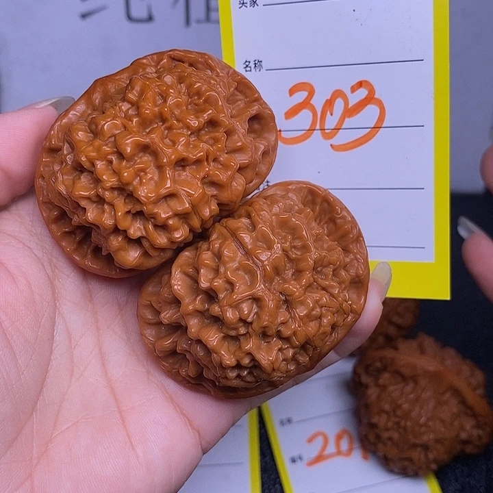 及***樂文玩核桃把件303/52官帽裂纹福利