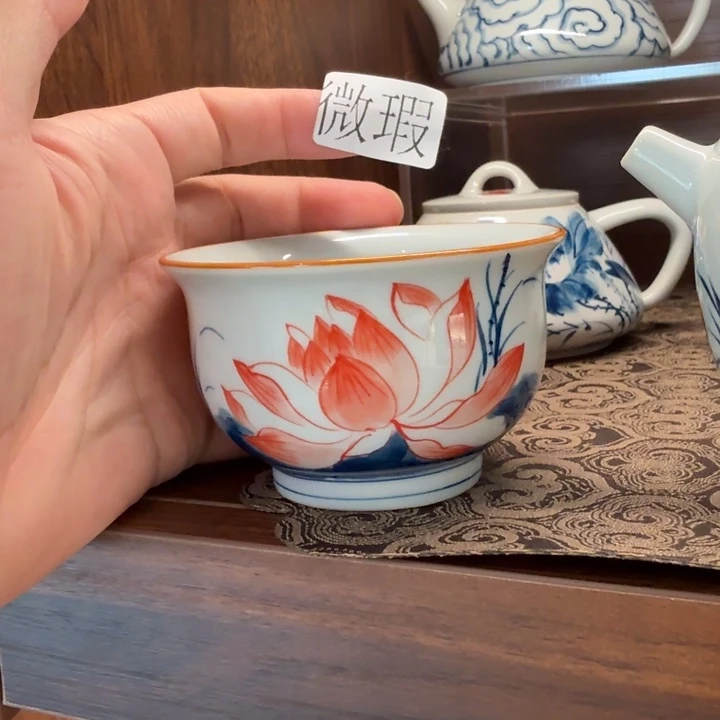釉下手绘茶具微瑕