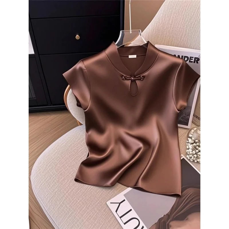 2025年夏季新款新中式国风盘扣上衣高级感轻奢超好看显瘦百搭上衣