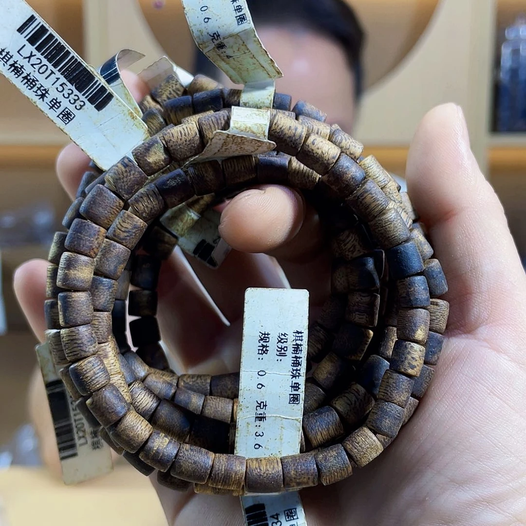 手串沉香棋楠莺歌绿桶珠单圈0.6/3克多样性发一