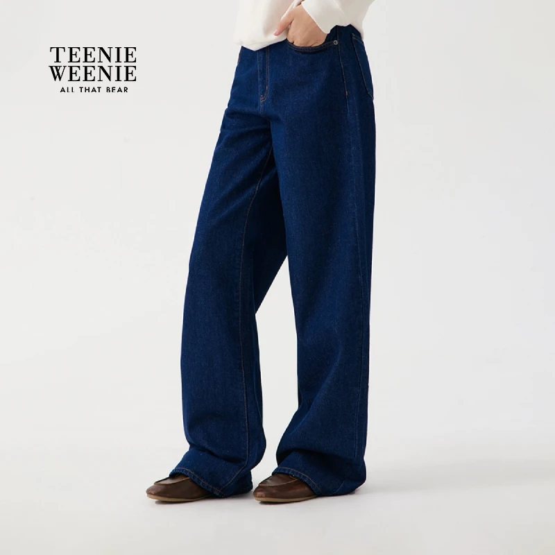 TeenieWeenie小熊女装牛仔裤25秋季新舒适潮流阔腿裤TTTJ258TCCA