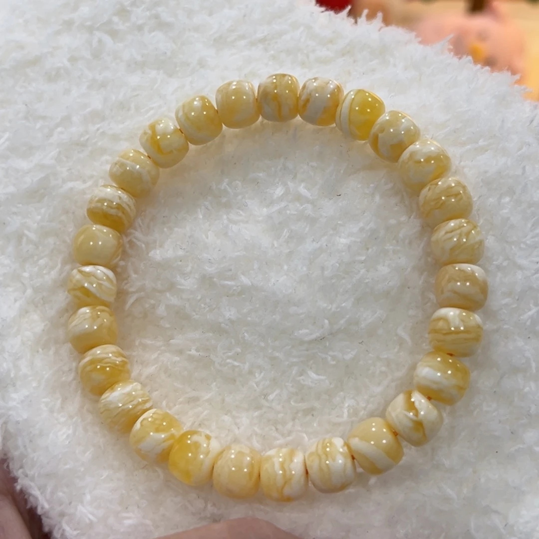 M***。蜜蜡未镶嵌手链8.3m虎皮千层老型手串