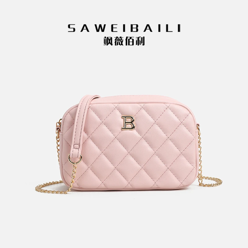 高级感粉色相机包字母百搭单肩链条斜跨包-9021-4