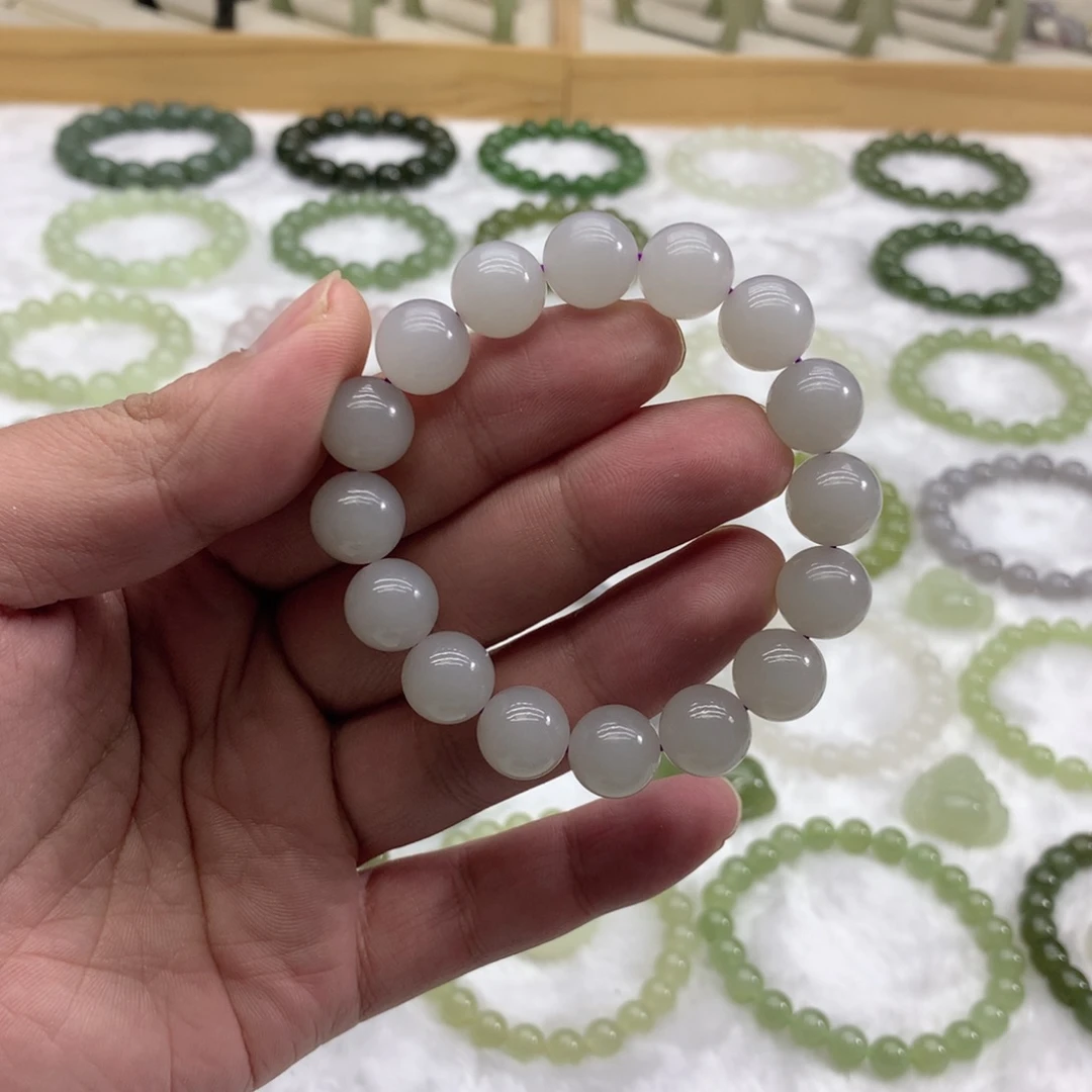 和田玉未镶嵌手串（烟紫11.5）