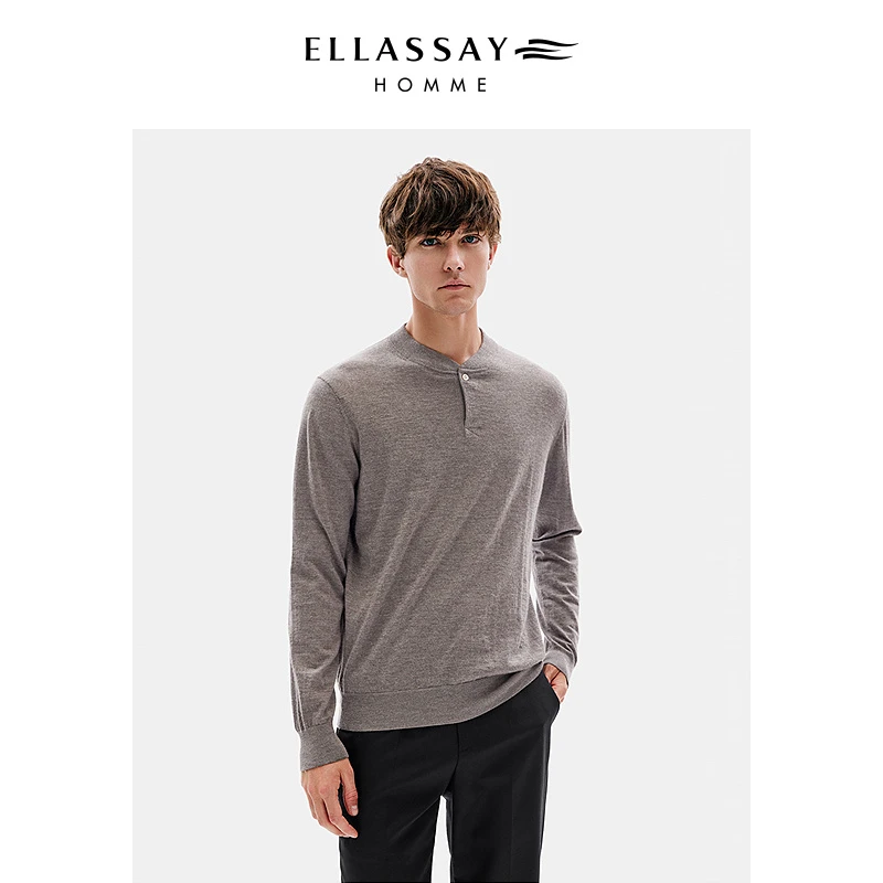 【100%山羊绒】ELLASSAY歌力思男装秋季新款针织圆领柔软保暖毛衫男