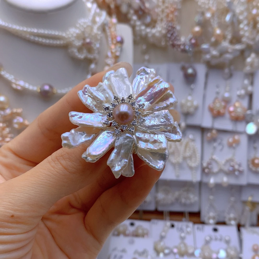 合金耳环淡水珍珠