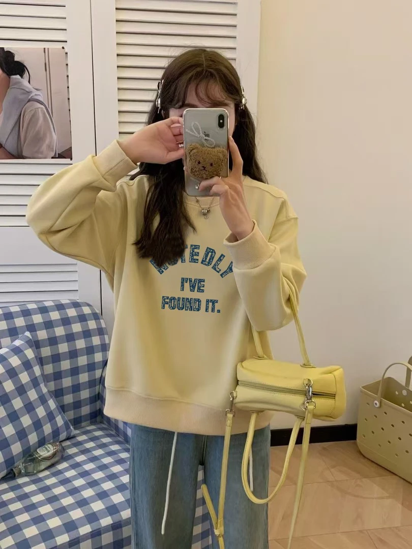 七月与糖家/最新春款字母印花NOT东大门韩系青春减龄女式圆领卫衣