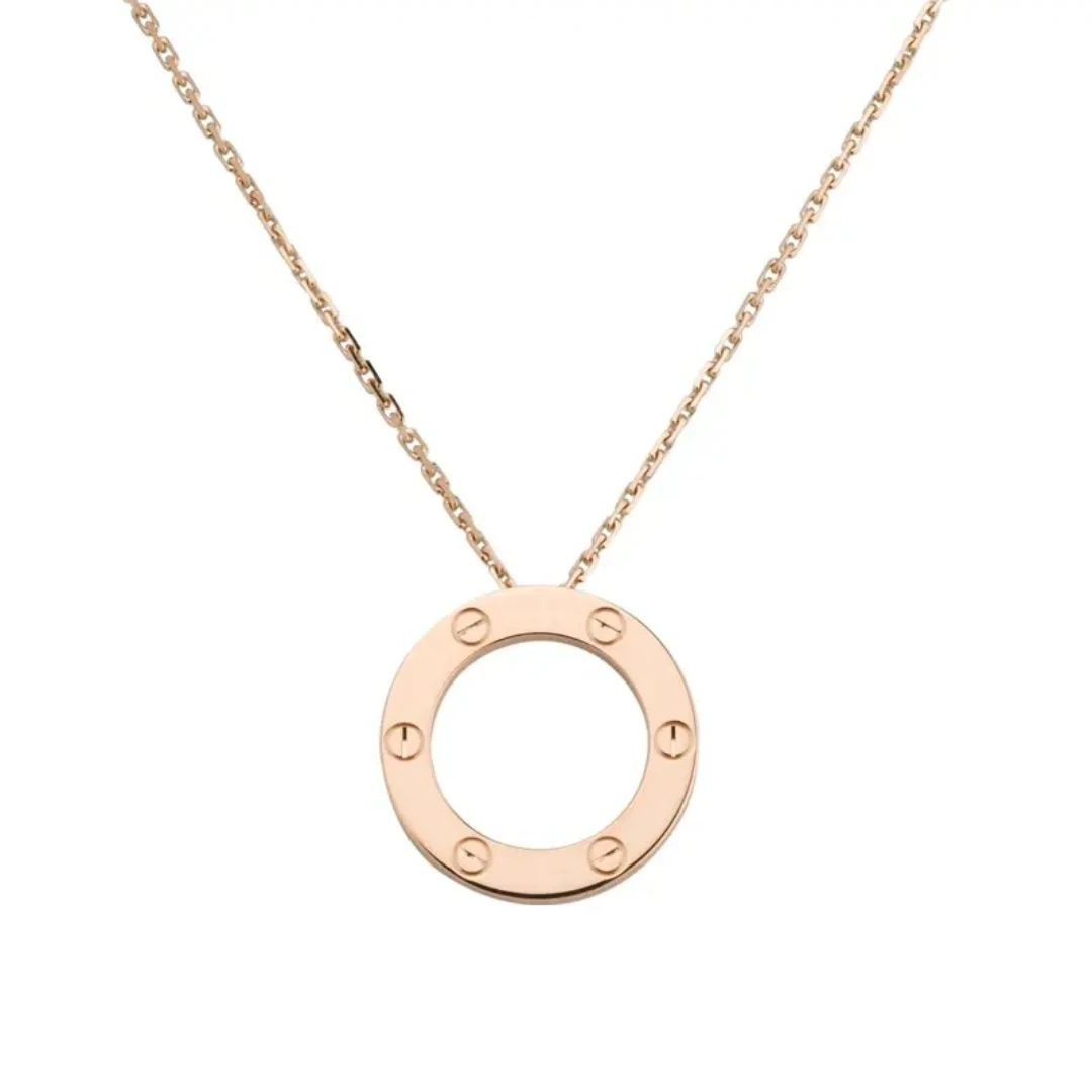 99新 Cartier/卡地亚 LOVE系列 18k金 无钻圆饼 大饼项链