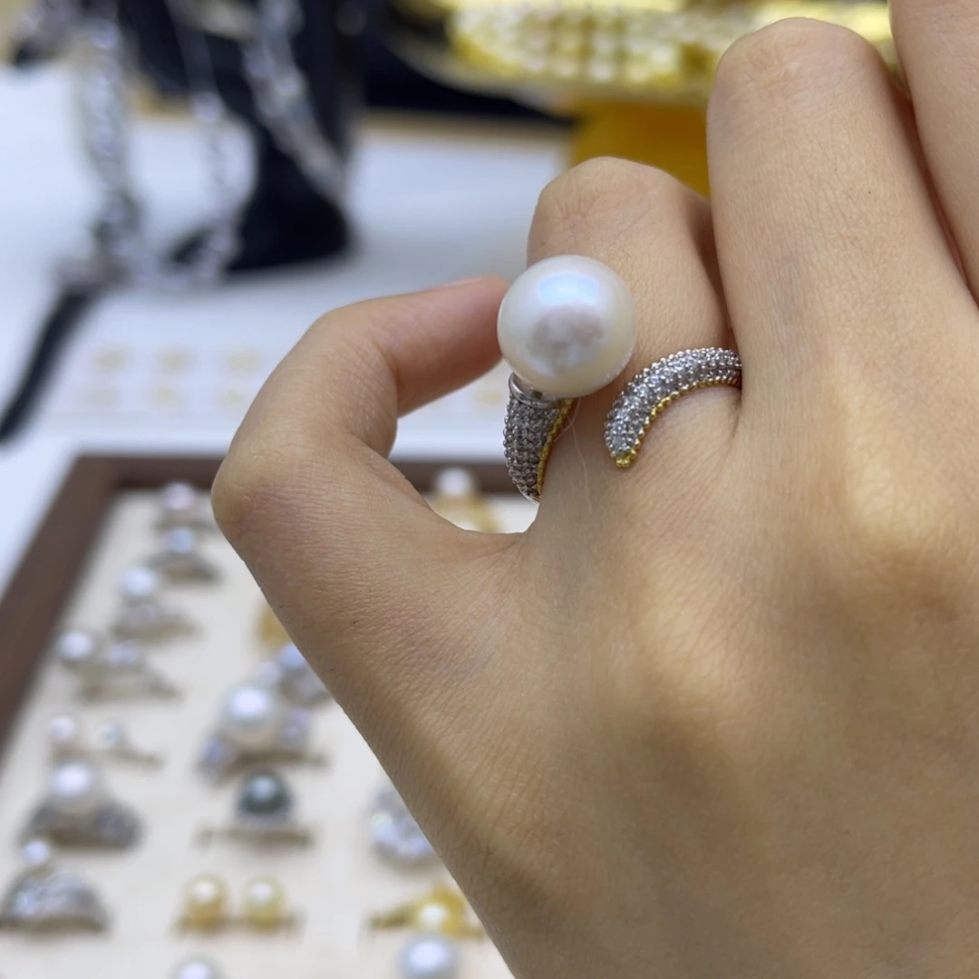 银S925镶嵌淡水珍珠戒指