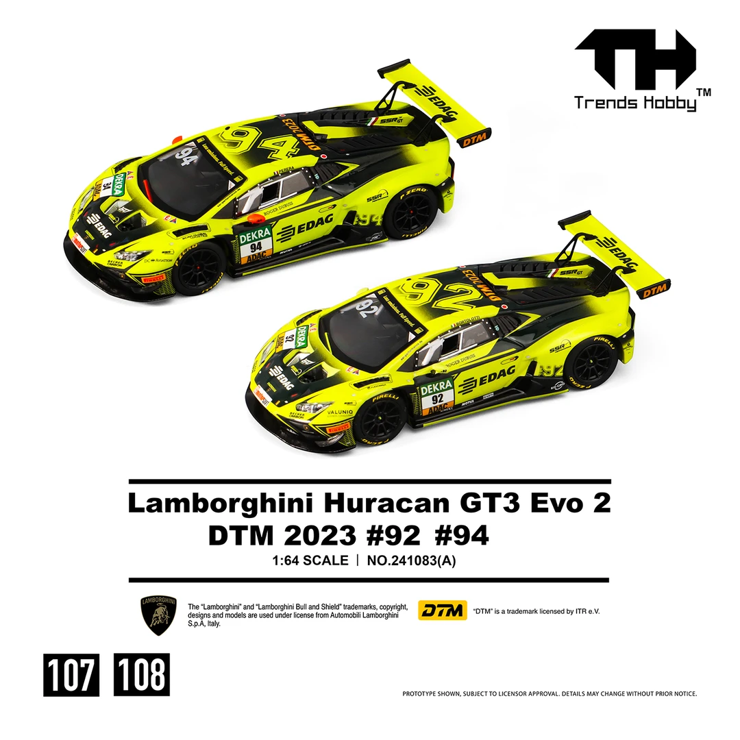 【现货】TH 1:64 兰博基尼 Huracan GT3 Evo 2 DTM 2023 合金车模