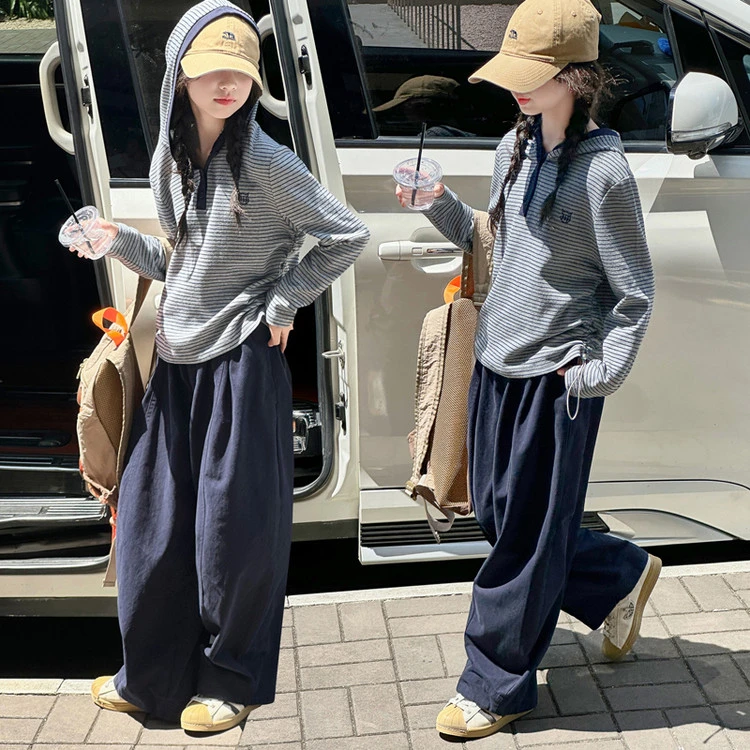 女童秋装套装2025新款大童秋季韩系连帽卫衣9-12岁高档女大童衣服