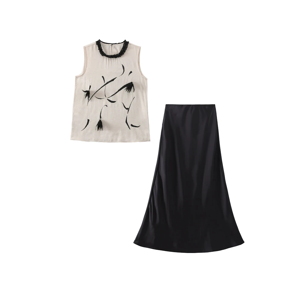 夏季时尚气质无袖休上衣+半身裙套装55959926